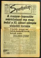 1936 Sporthirlap XXVII. évf. 63/a. sz., 1936. aug. 8., a címlapon: A magyar-jugoszláv mérkőzéssel ma meginudl a XI. újkori olimpia vizipóló tornája, kis lapszéli szakadásokkal, 8 p.