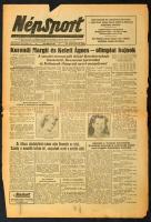 1952 Népsport VIII. évf. 148. sz., 1952. júl. 24., a Helsinki olimpia híreivel (Korondi Margit és Keleti Ágnes olimpiai bajnok), kisebb lapszéli sérülésekkel, 4 p.