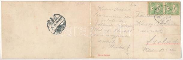 1908 Ada Kaleh. Magyar-román-szerb határ. Ali Mehmed 548. 2-részes kinyitható panorámalap / Hungaria...