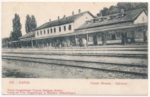 1910 Kiskapus, Kis-Kapus, Kleinkopisch, Copsa Mica; Vasútállomás. Guggenberger Frigyes kiadása / railway station (EK)