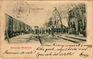 1903 Módos, Jasa Tomic; vasútállomás, vonat. Lustein Márcus kiadása / Bahnhof / railway station, train (EK)
