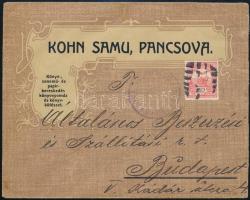 ~1915 Délvidéki katonai szükség- és ellenőrző bélyegző levélen Pancsovából Budapestre / Southern military auxiliary and control postmark on cover