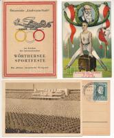 13 db régi sport motívumú képeslap: külföldi sportesemények, fesztiválok reklámjai / 13 pre-1945 sport motive postcards: European sporting events, festival advertisements