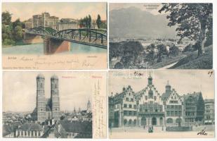 5 db RÉGI német város képeslap vegyes minőségben / 5 pre-1945 German town-view postcards in mixed quality: Berlin, Frankfurt, München, Ratibor, Bad Reichenhall