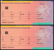 1984 Los Angeles, 2 db belépőjegy olimpiai labdarúgó-mérkőzésre / Los Angeles Olympics soccer match tickets