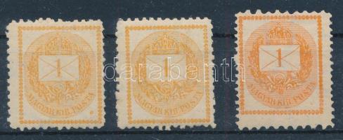1881 3 db Hírlapbélyeg magánfogazással / Newspaper stamps with private perforation
