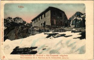 Tátra, Magas-Tátra, Vysoké Tatry; Téry menház az Öt-tónál a Kis-Tarpataki völgyben. Feitzinger Ede kiadása / Téry-Schutzhaus bei d. Fünf-Seen im Kl. Kohlbachthal / rest house (Rb)