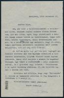 1953 Szabó Lőrinc (1900-1957) autográf aláírással és javítással ellátott gépelt levele &quot;Kedves Riza!&quot; megszólítással. A levélben Nyitnikék c. versének rádiós elhangzásáról is szót ejt.