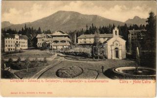 Tátrafüred, Schmecks, Smokovec (Magas-Tátra, Vysoké Tatry); Római katolikus templom / Gerlsdorfer-, Schlagendorfer- u. Lomnitzerspitze / church. Stengel & Co. (EK)