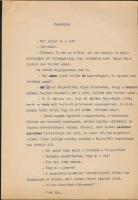cca 1960 Örkény István (1912-1979) író saját kezű javításaival ellátott Happening c. művének gépelt kézirata 5 lapon.