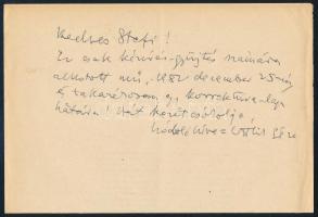 Ottlik Géza (1912-1990) író autográf levele Kedves Stefi! megszólítással