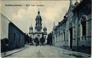 Dicsőszentmárton, Tarnaveni, Diciosanmartin; Római katolikus templom. Dosztál Erzsébet könyvnyomdája kiadása / Catholic church (ázott / wet damage)