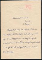 1965 Németh László (1901-1975) író, autográf levele a Kultúrkapcsolatok Intézetének irodalmi és orvosi ügyekben. Kettő beírt oldal, borítékkal