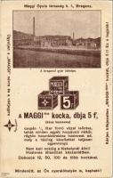 1913 Maggi-féle húsleves kocka reklámlapja. Maggi Gyula gyára Bregenzben (Ausztria). + zöld 5 Fillér Maggi-féle húsleves kocka Ga., 1913 Védjegy keresztcsillag / Hungarian bouillon cube advertisement, factory in Bregenz (Austria)