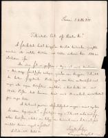 1858 Lónyay Menyhért (1822-1884) későbbi pénzügyminiszter autográf levele monogramos levélpapírján földbirtoki hitel tárgyában