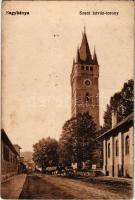 1918 Nagybánya, Baia Mare; Szent István torony. Frankovits A. kiadása / city tower (fl)