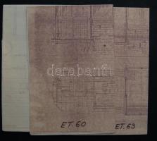 3db régi nagyméretű villamosvasúti tervrajz