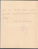 cca 1914 gróf Tisza István (1861-1918) miniszterelnök autográf levele "Tisztelt Igazgató Úr!&qu...