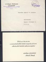 Antall József miniszterelnök köszönőlevele A Magyar Köztársaság miniszterelnöke jelzéssel ellátott eredeti borítékjában