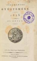 1825 Tudományos Gyűjtemény 1825. IX. évf. III. kötet. Pest, 1825,Trattner Tamás János, 128 p. Átkötött modern műbőr-kötés, körbevágott, régi intézményi bélyegzéssel, foltos címlappal és utolsó lappal, pár lap sarkán restaurációval.