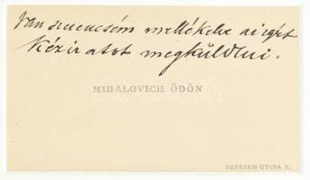 1922 Mihalovich Ödön (1842-1929), a Zeneakadémia igazgatójának öt magát ábrázoló autográf fotólapja,...