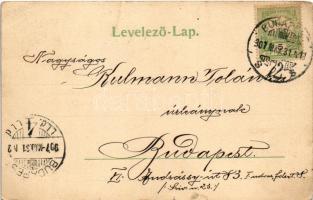 1907 Budapest IX. I. Ferenc József M. kir. honvéd gyalogsági laktanya, főbejárat, teljes látkép. Üll...
