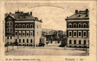 1904 Budapest XII. M. kir. csendőrlaktanya, belső rész. Böszörményi út 21. Kohn és Grünhut kiadása (fa)