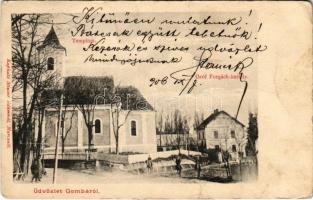1906 Gomba (Pest), Templom, Gróf Forgách kastély. Mizsur Ádám kiadása (fa)