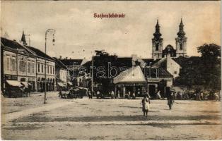 1911 Székesfehérvár, Piac, Stern Béla, Hejj Imre üzlete. Robitsek Sándor kiadása (EK)