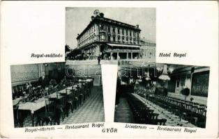 Győr, Hotel Royal szálloda és étterem, belső, díszterem. Bognár Mihály kiadása (EK)