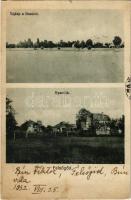 1932 Felsőgöd (Göd), Tájkép a Dunáról, nyaralók, villák (ázott / wet damage)