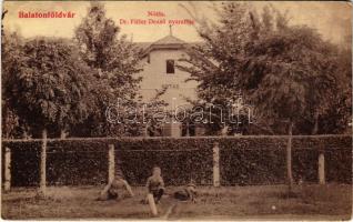 1907 Balatonföldvár, Nótás villa, Dr. Fitter Dezső nyaralója. Gerendai Gyula kiadása (EK)