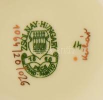 Zsolnay virág mintás kaspó, jelzett, hibátlan, d: 11 cm