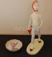 Aquincum jelzéssel ellátott kis porcelán tálka illetve leányka 14cm-es magassággal