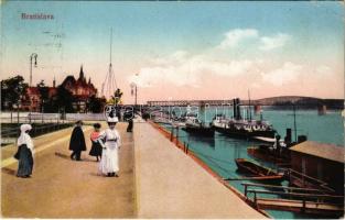 1923 Pozsony, Pressburg, Bratislava; Magyar Királyi Folyamőrség őrnaszádja a Dunaparton / Hungarian river guard ship on the Danube (EK)