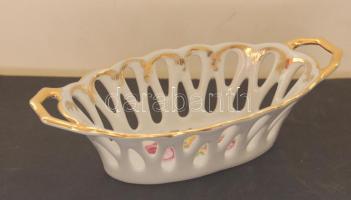 Moschendorfi jelzéssel ellátott áttört porcelán tálka 15cm-es hosszúsággal