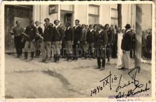 1940 Nyárádszereda, Nyárád-Szereda, Miercurea Nirajului; bevonulás / entry of the Hungarian troops. photo + &quot;1940 Székelyudvarhely visszatért&quot; So. Stp (EK)