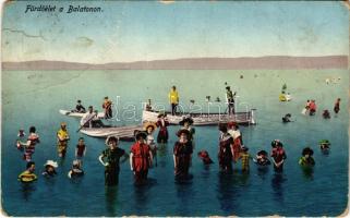 1918 Balaton, Fürdőélet a Balatonon, csónakázók (fa)