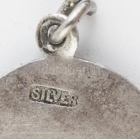 Ezüst (Ag) medál, jelzett, zománcos, kis hiba, kővel, "This be your lucky star" bruttó: 2,...