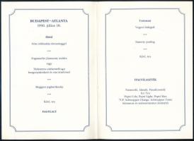 1996 A Malév olimpiai különjáratának (Bp.-Atlanta) fedélzeti menüje és programfüzete