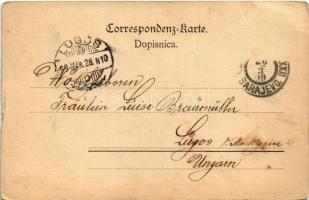 1899 (Vorläufer) Sarajevo, Quaipartie mit linken Ufer. Atelier Schädler / quay, tram (EB)