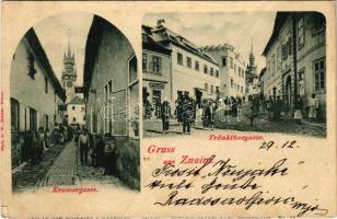 1898 (Vorläufer) Znojmo, Znaim; Kramergasse, Tränkthorgasse, Tabak Trafik / streets, tobacco shop (fa)