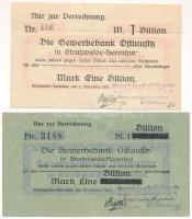Németország / Weimari Köztársaság / Strahwalde - Herrnhut / Ostlausitz Kereskedelmi Bank 1923. 1.000.000.000.000M (2x) számlák T:F / Germany / Weimar Republic / Strahwalde - Herrnhut / Commercial Bank of Ostlausitz 1923. 1.000.000.000.000 Mark (2xdiff) billings C:F