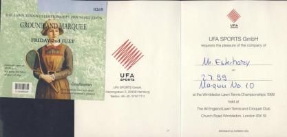 1999 Esterházy Márton aláírása névre szóló Wimbledoni Tenisz Bajnokság belépőjegyen