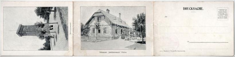 Bad Vöslau, Restaurant Jubiläumswarte, Panorama von Harzberg - 3-tiled folding panoramacard (fl)