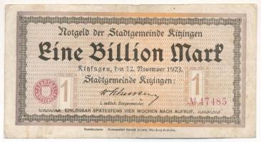Németország / Weimari Köztársaság / Kitzingen 1923. 1.000.000.000.000M T:F fo. / Germany / Weimar Republic / Kitzingen 1923. 1.000.000.000.000 Mark C:F spotted