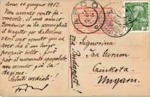 1912 Arco (Südtirol), street, shop of Leopold Neumann. B. Lehrburger No. 13249. Art Nouveau montage ...