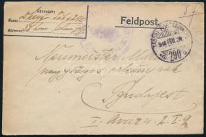 1918 Field postcard "M. KIR. 38. ... ZÁSZLÓALJ PARANCSNOKSÁG" + "TP 290", 1918 Tábori posta levelezőlap "M. KIR. 38. ... ZÁSZLÓALJ PARANCSNOKSÁG" + "TP 290"