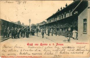 1899 (Vorläufer) Krems an der Donau, Bahnhof Perron / railway station (EK)