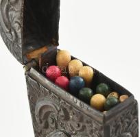 Antik, ón gyufatartó galambos mintával 6 cm